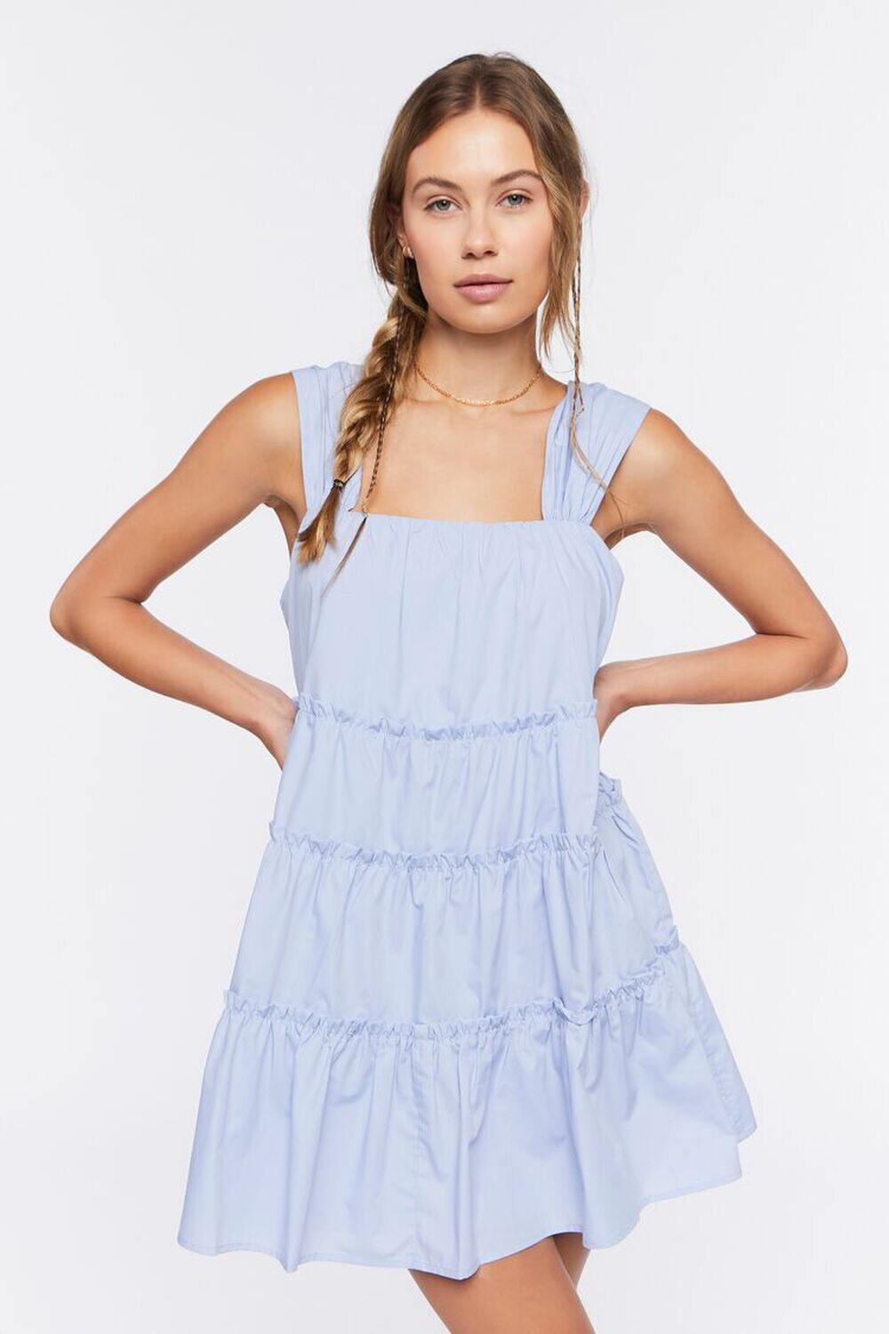 

Многоярусное мини-платье с рюшами Forever 21, синий