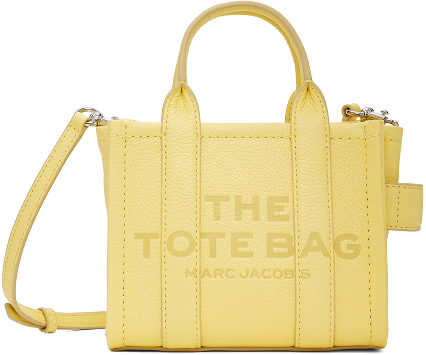 цена Желтая сумка-тоут 'The Leather Mini Tote Bag' Marc Jacobs, цвет Custard
