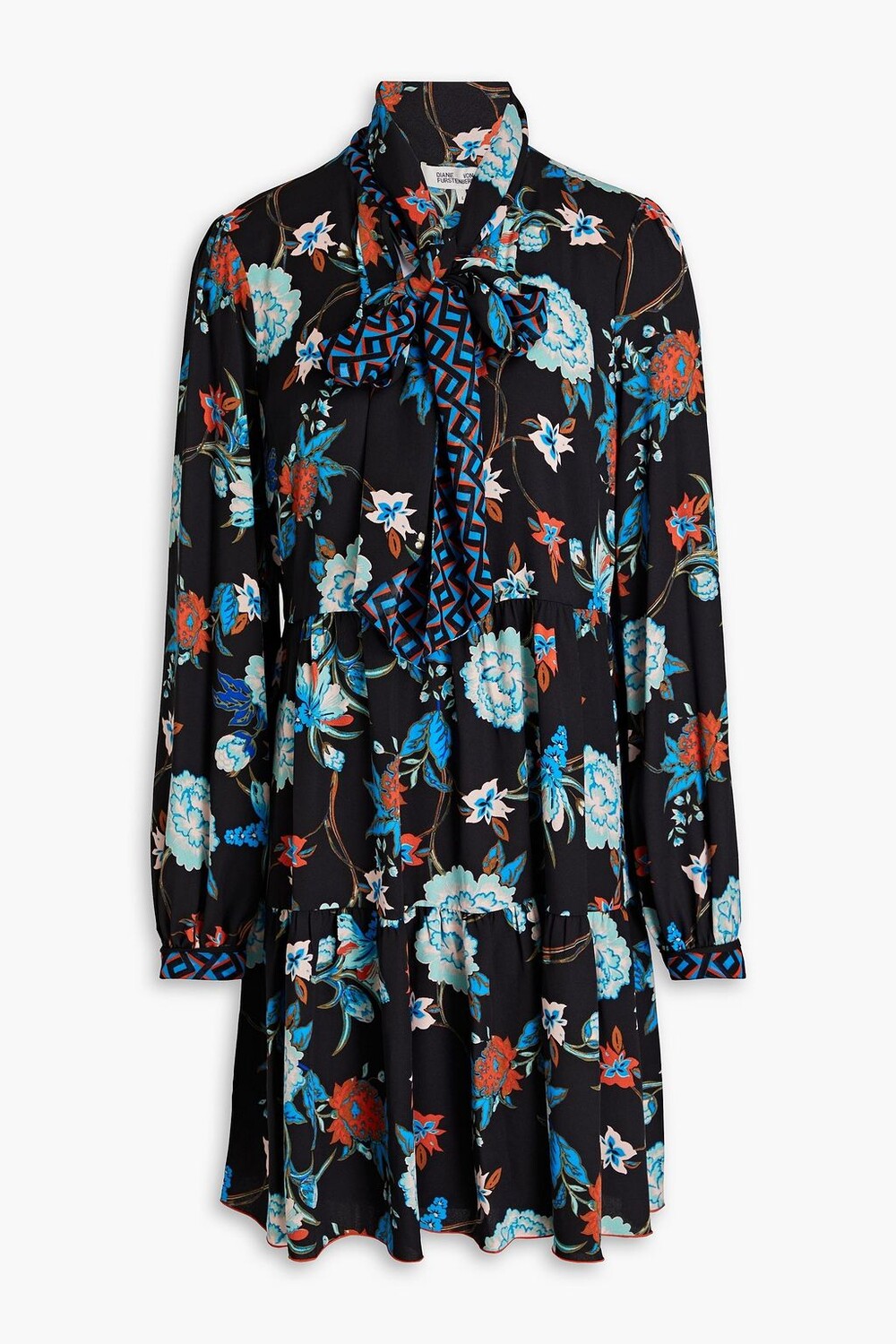 

Платье мини из крепона Romi с бантом и принтом DIANE VON FURSTENBERG, черный