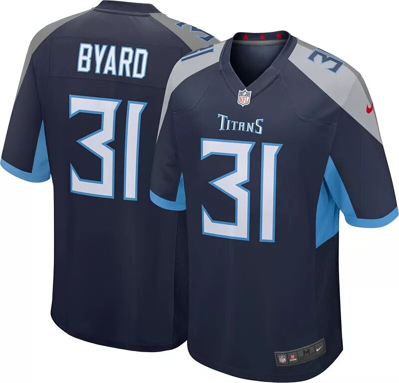 

Мужская футболка Nike Tennessee Titans Kevin Byard #31 темно-синего игрового цвета