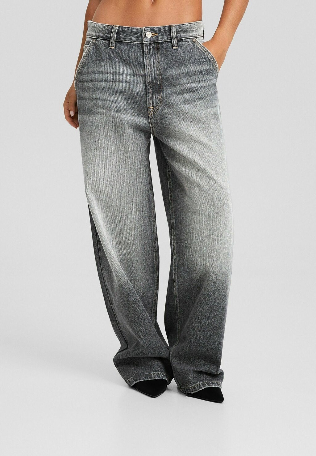 

Джинсы Baggy Faded Effect Skater Bershka, цвет mottled dark grey