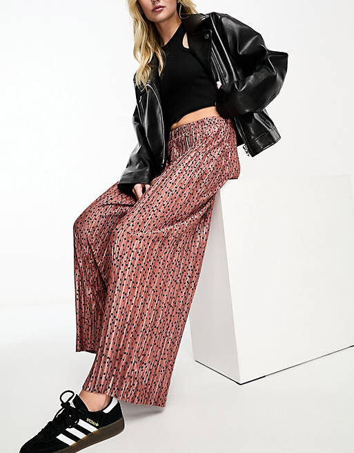 

Широкие брюки-кюлоты со складками ASOS DESIGN в ржавый горошек