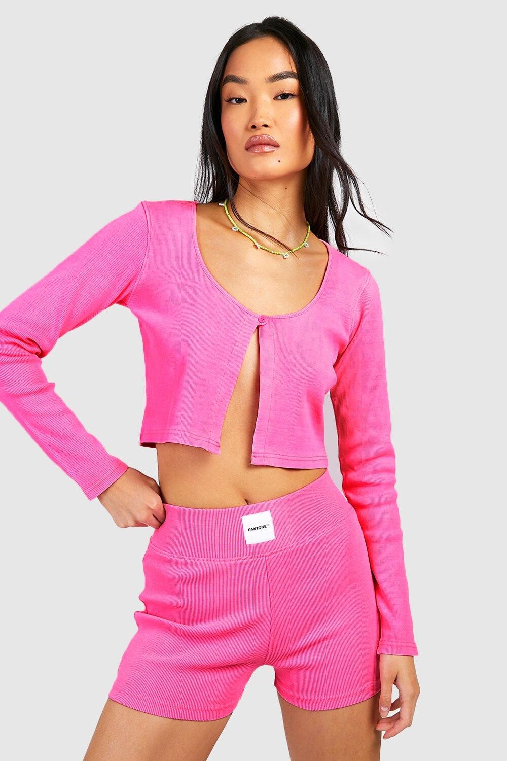 

Кардиган в ребку pantone Boohoo, розовый