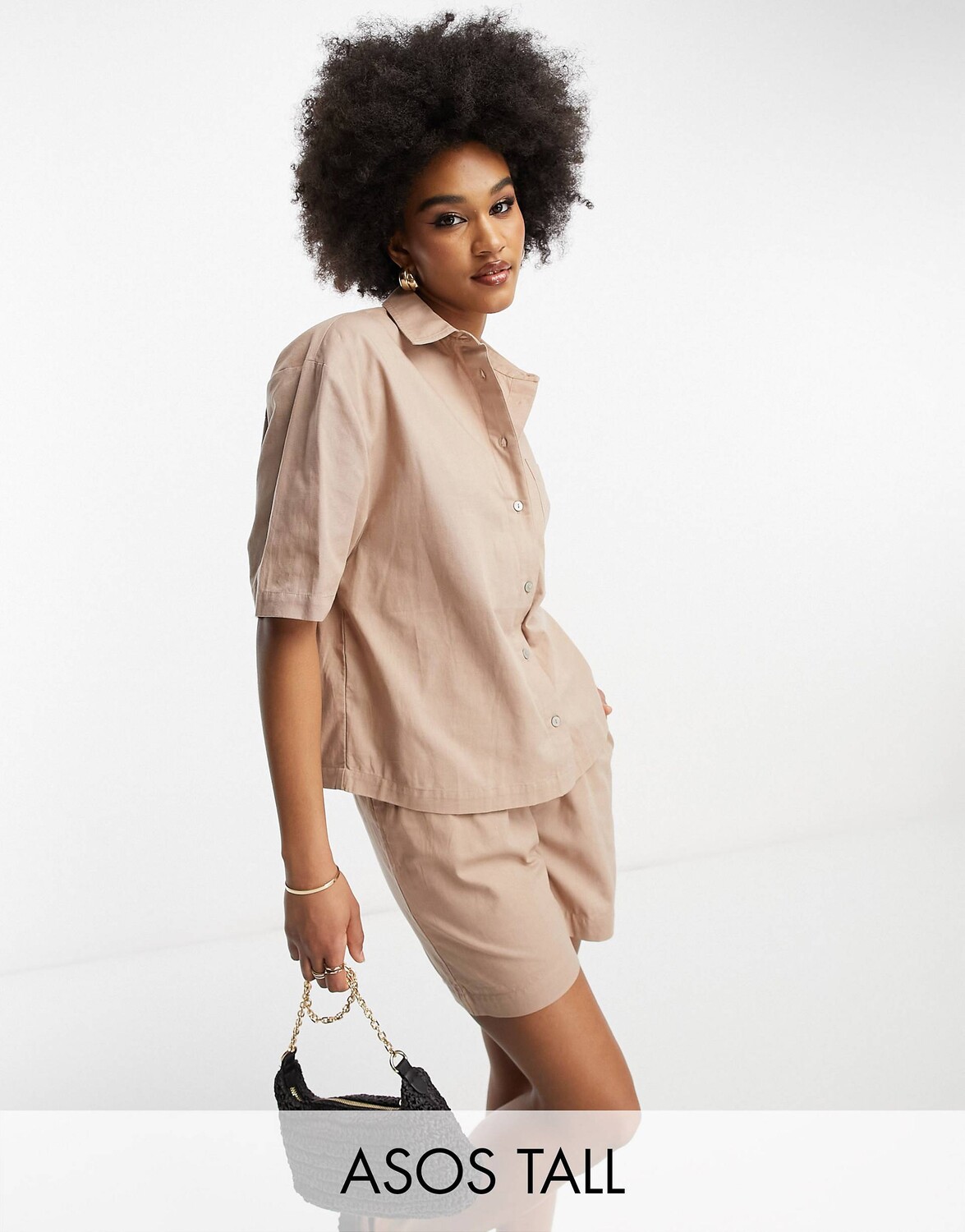 

Серо-коричневая льняная рубашка свободного кроя ASOS DESIGN Tall ASOS Tall