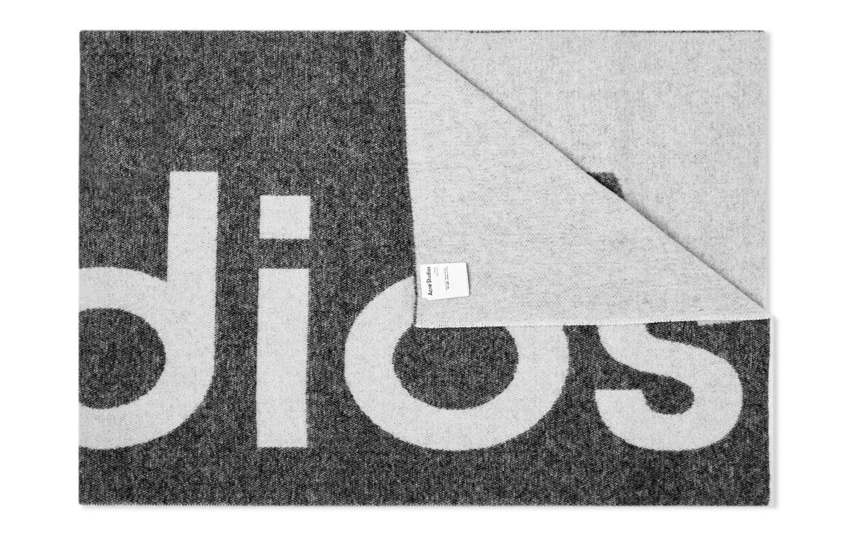

Шарф жаккардовый мужской Acne Studios с логотипом, черно-белый