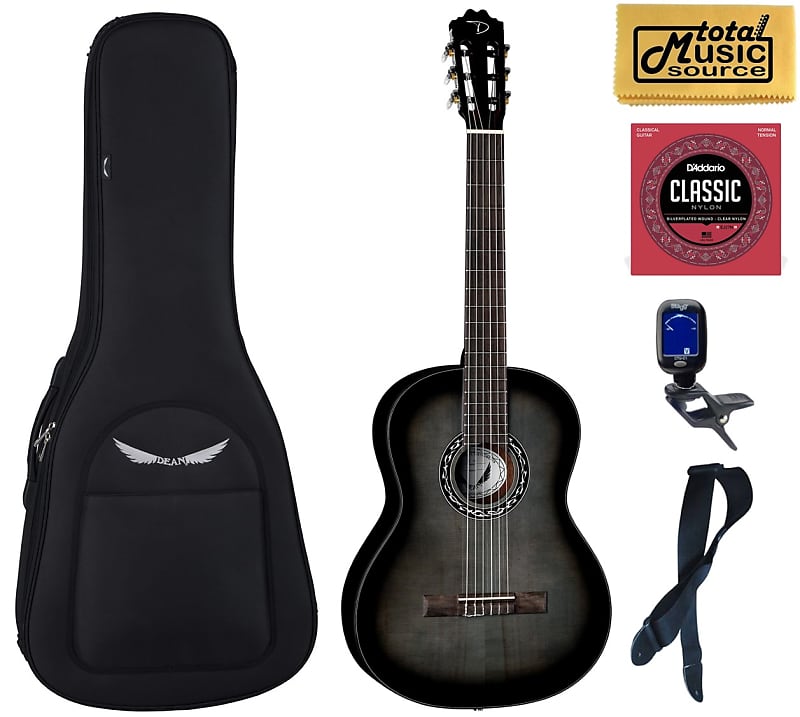 цена Акустическая гитара Dean EC BKB Espana Classical Nylon Full Size Guitar, Black Burst, Bag Bundle
