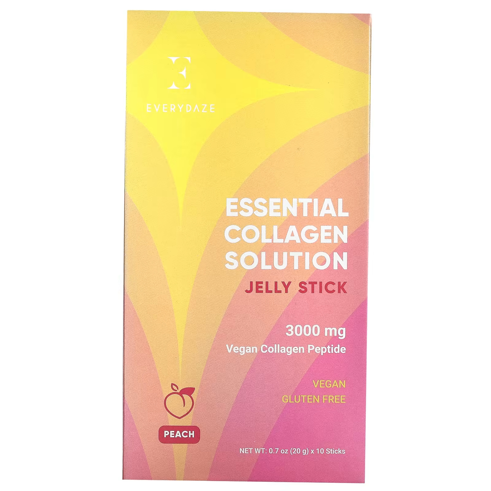 Пищевая добавка Everydaze Essential Collagen Solution Jelly Stick персик, 10 стиков по 20 г everydaze essential c s konjac jelly кола 4 пакетика по 150 мл 5 07 жидк унции