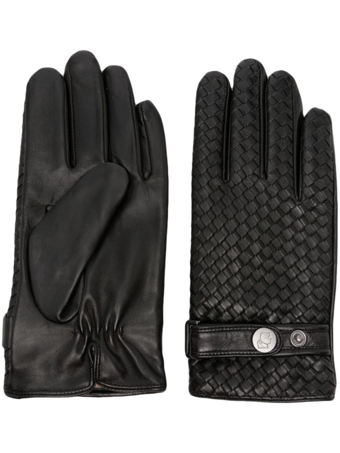 

Karl Lagerfeld interwoven-design leather gloves, черный