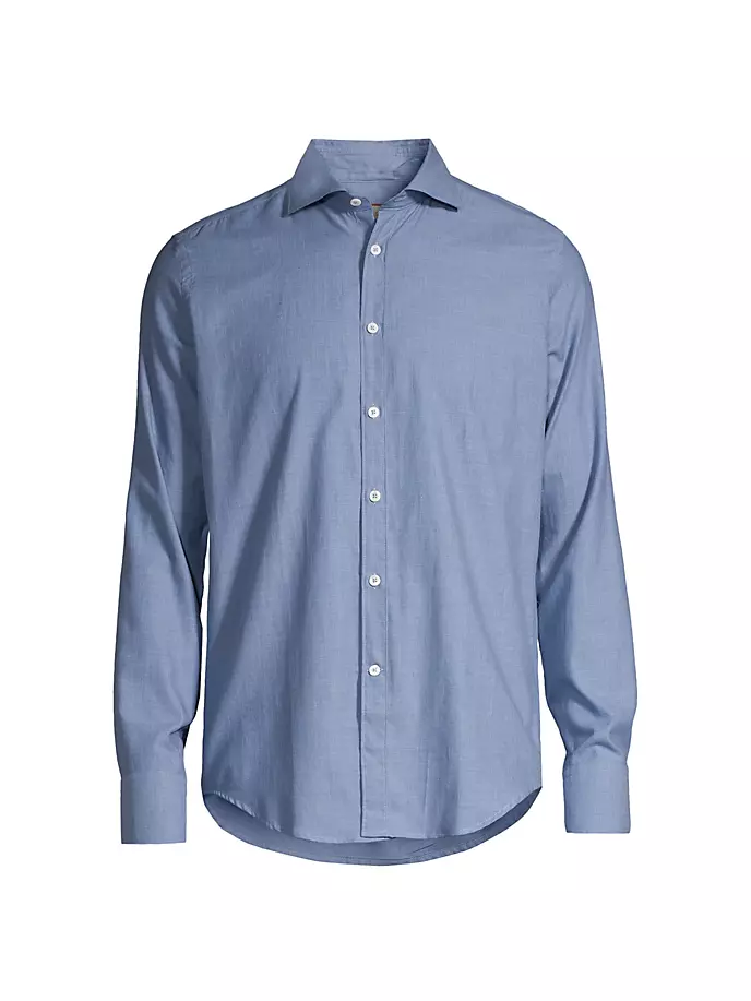 цена Спортивная рубашка из однотонного хлопка Canali, синий