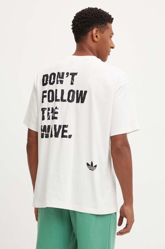 

Хлопковая футболка adidas Originals, бежевый