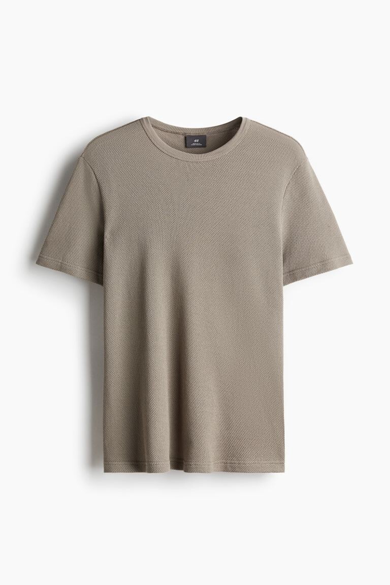

Футболка из пике стандартного кроя H&M, бежевый