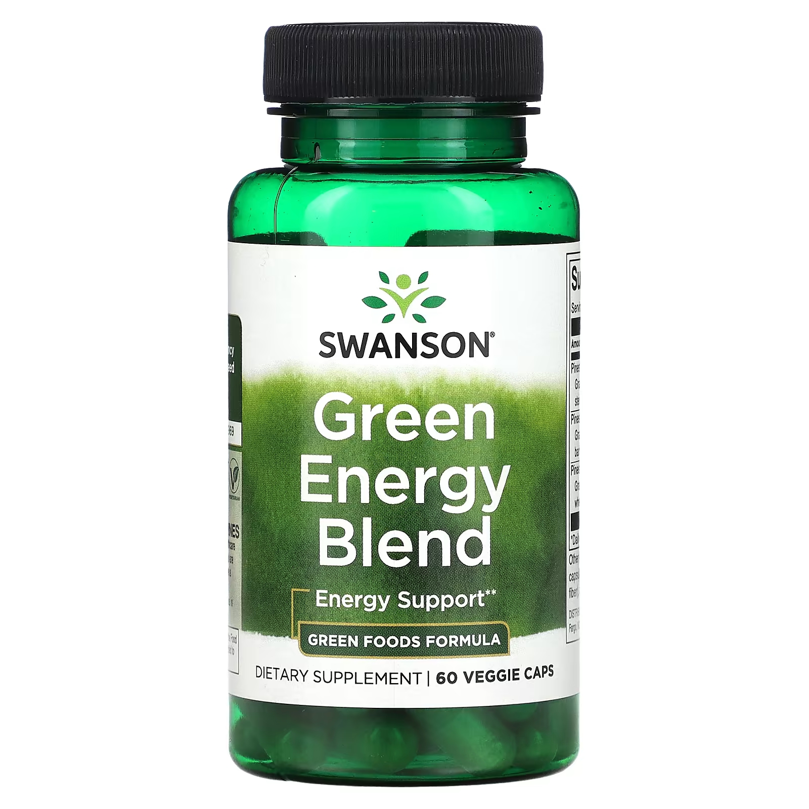 Пищевая добавка Swanson Green Energy Blend, 60 растительных капсул green foods green magma сок из зеленых побегов ячменя в порошке 150 г 5 3 унции