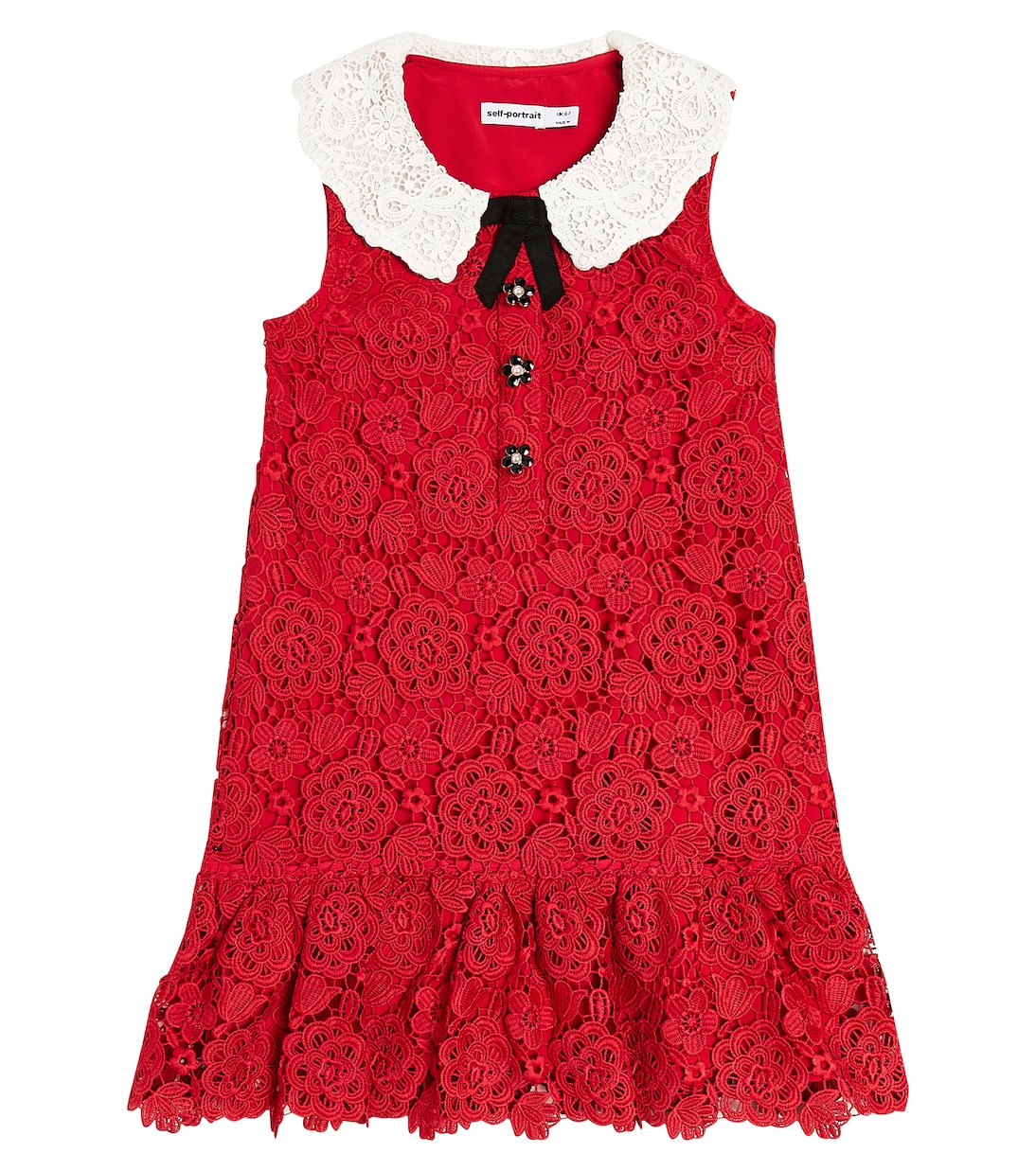 Платье из гипюрового кружева с цветочным узором Self-Portrait Kids, красный man ray self portrait