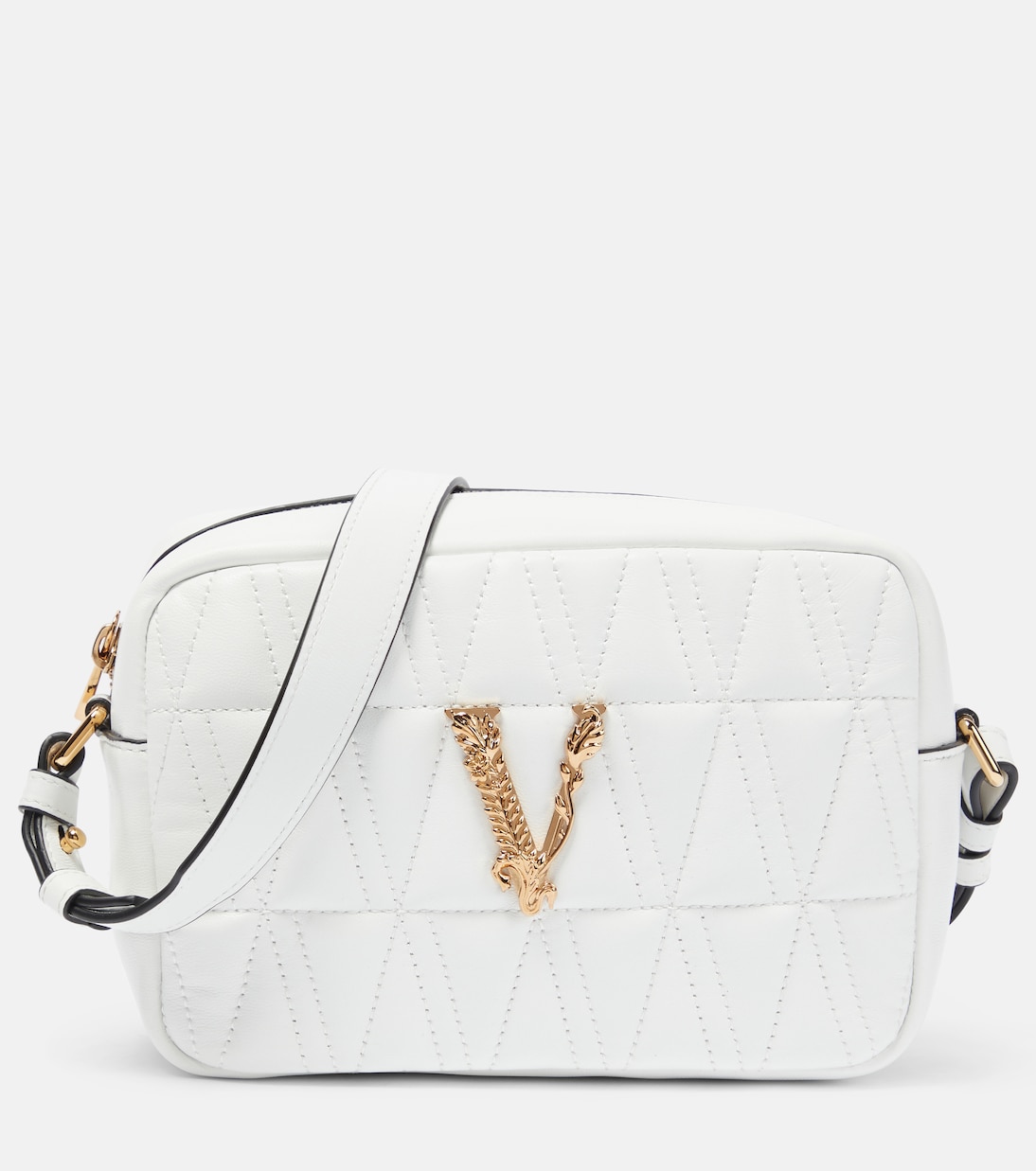 цена Стеганая кожаная сумка через плечо virtus Versace, белый