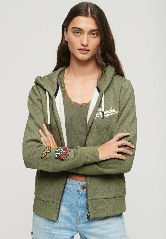 

Толстовка на молнии CUSTOM EMBELLISHED Superdry, зеленый