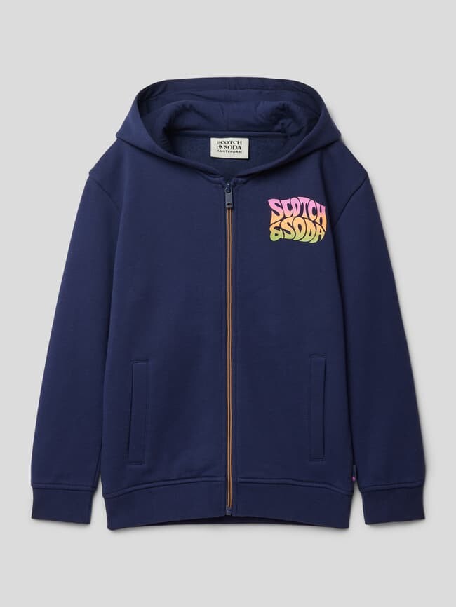 

Толстовка свободного кроя с принтом этикеток Scotch & Soda, синий
