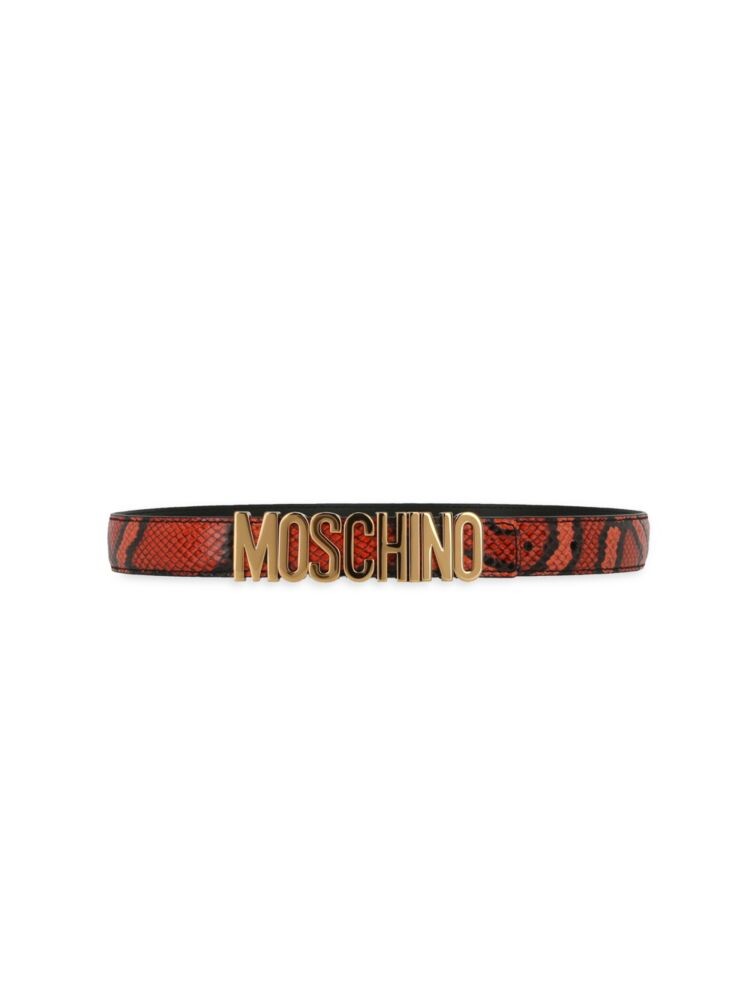 

Ремень со змеиным принтом и логотипом Moschino, цвет Fantasy