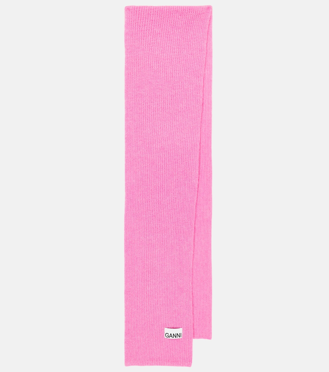 Шарф из смесовой шерсти Ganni, розовый свитер с логотипом из смесовой шерсти ganni розовый