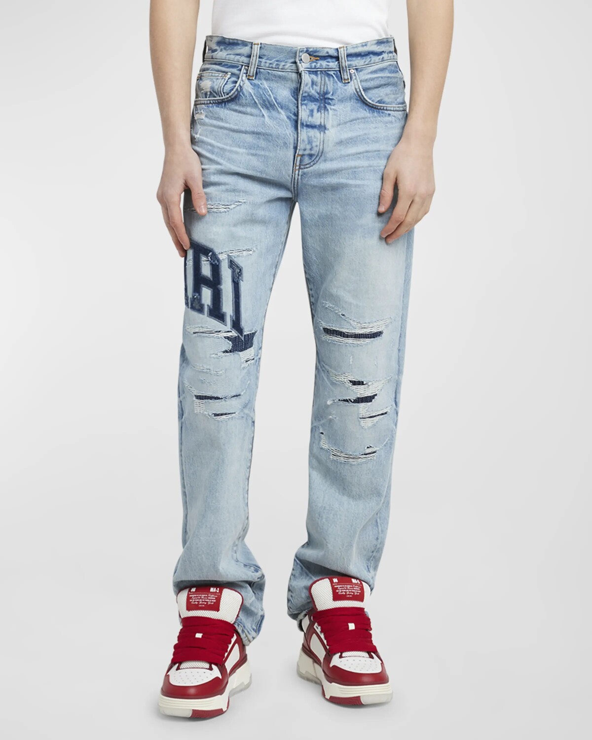 

Мужские прямые джинсы Varsity Logo Repair Amiri, цвет Perfect Indigo