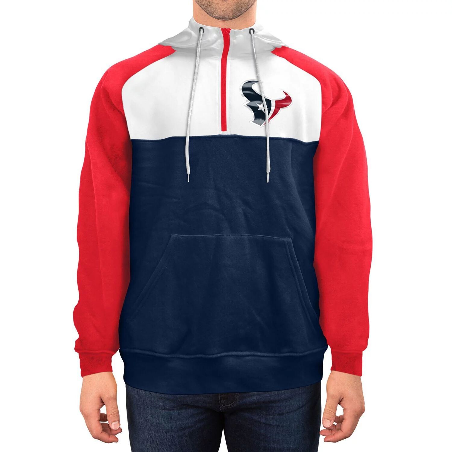 

Мужская темно-синяя/белая куртка с капюшоном Houston Texans Gametime с молнией в четверть New Era, Синий