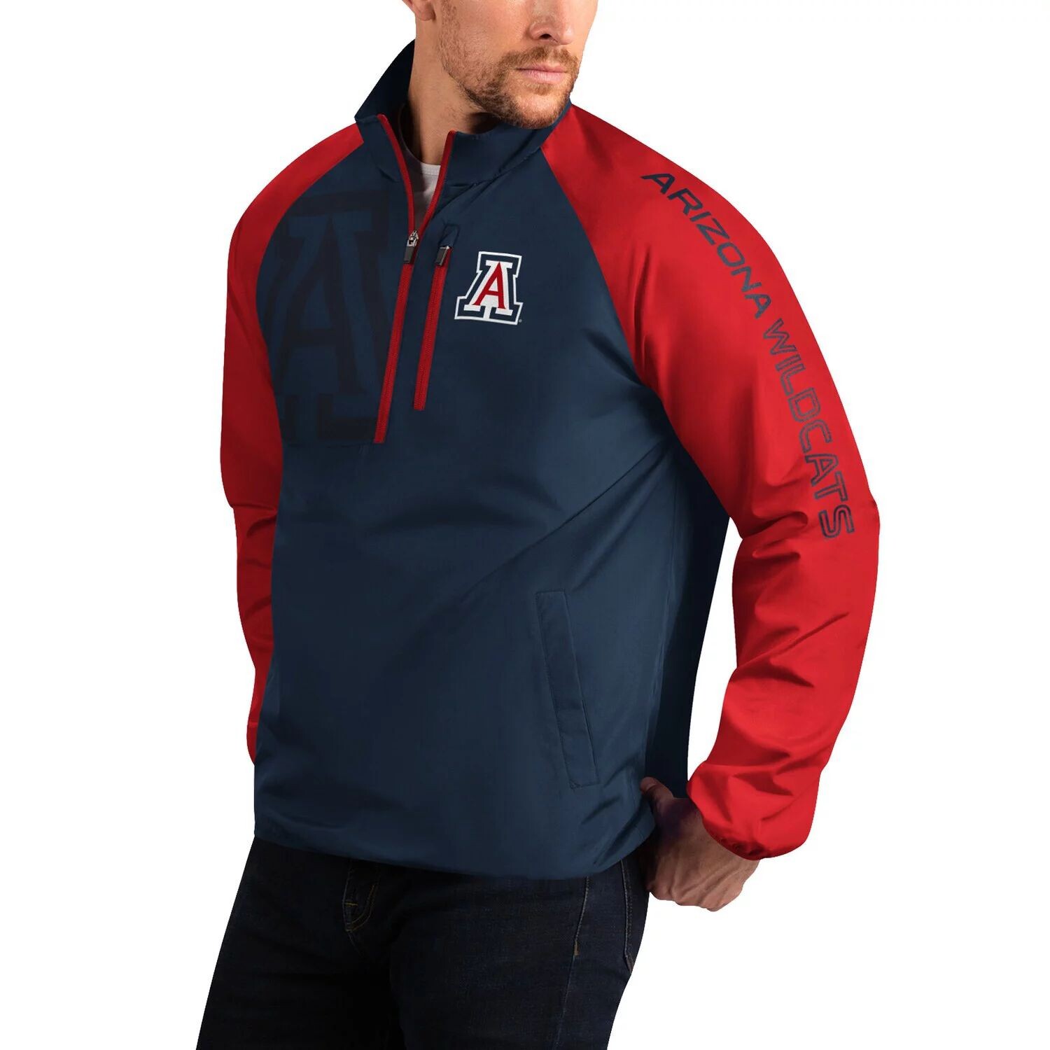 

Мужская спортивная куртка Carl Banks Navy Arizona Wildcats Point Guard с молнией до половины длины реглан G-III