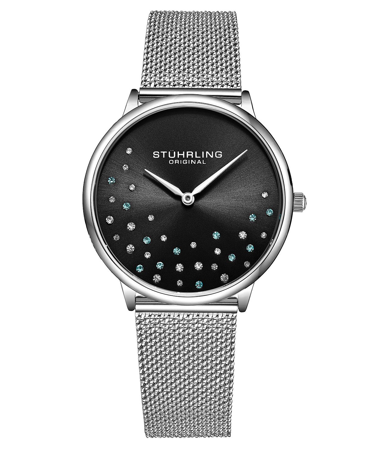 цена Женские серебряные часы-браслет из нержавеющей стали с сеткой, 38 мм Stuhrling, серебро