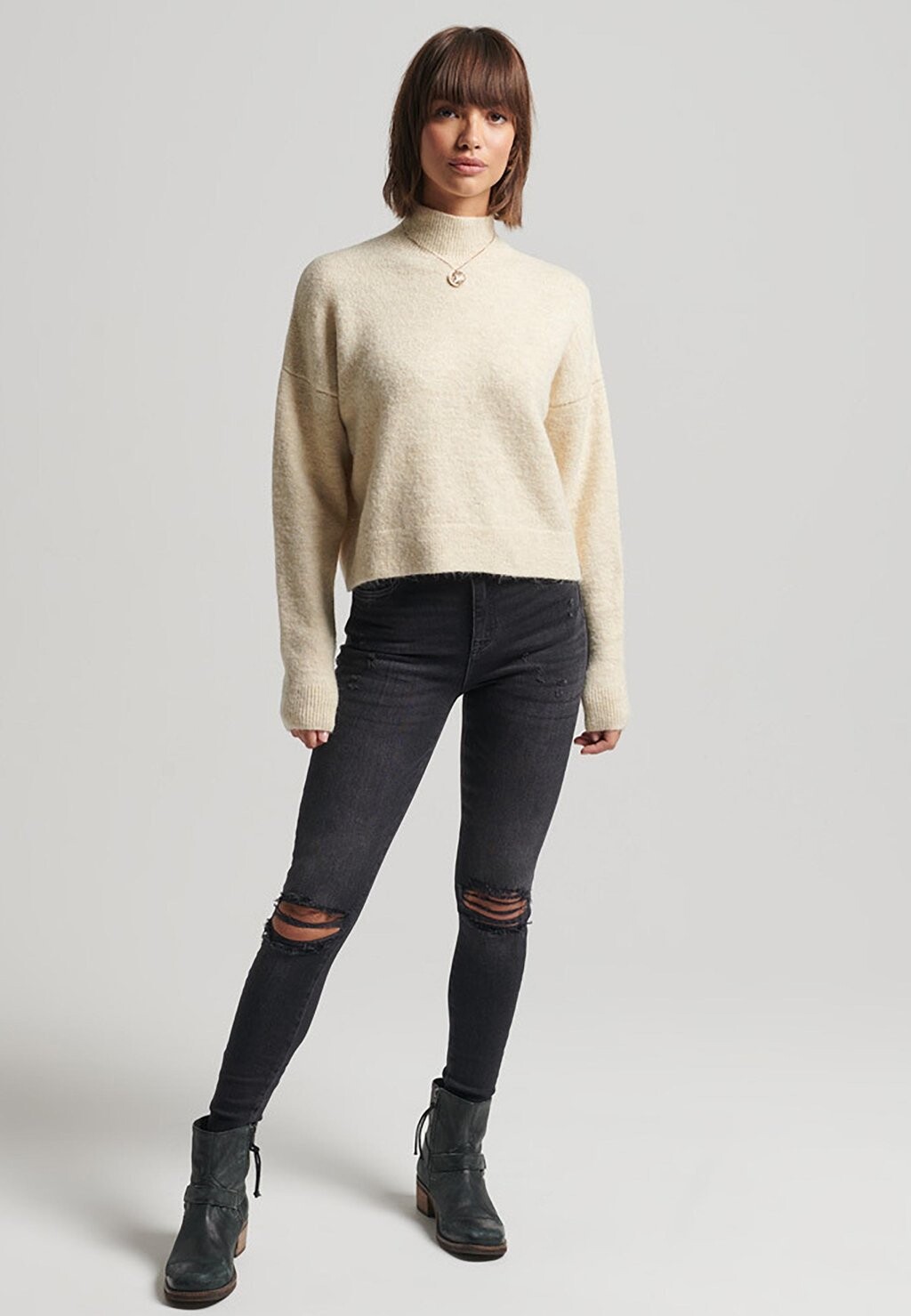 

Свитшот Superdry VINTAGE ESSENTIAL MOCK NECK, экрю