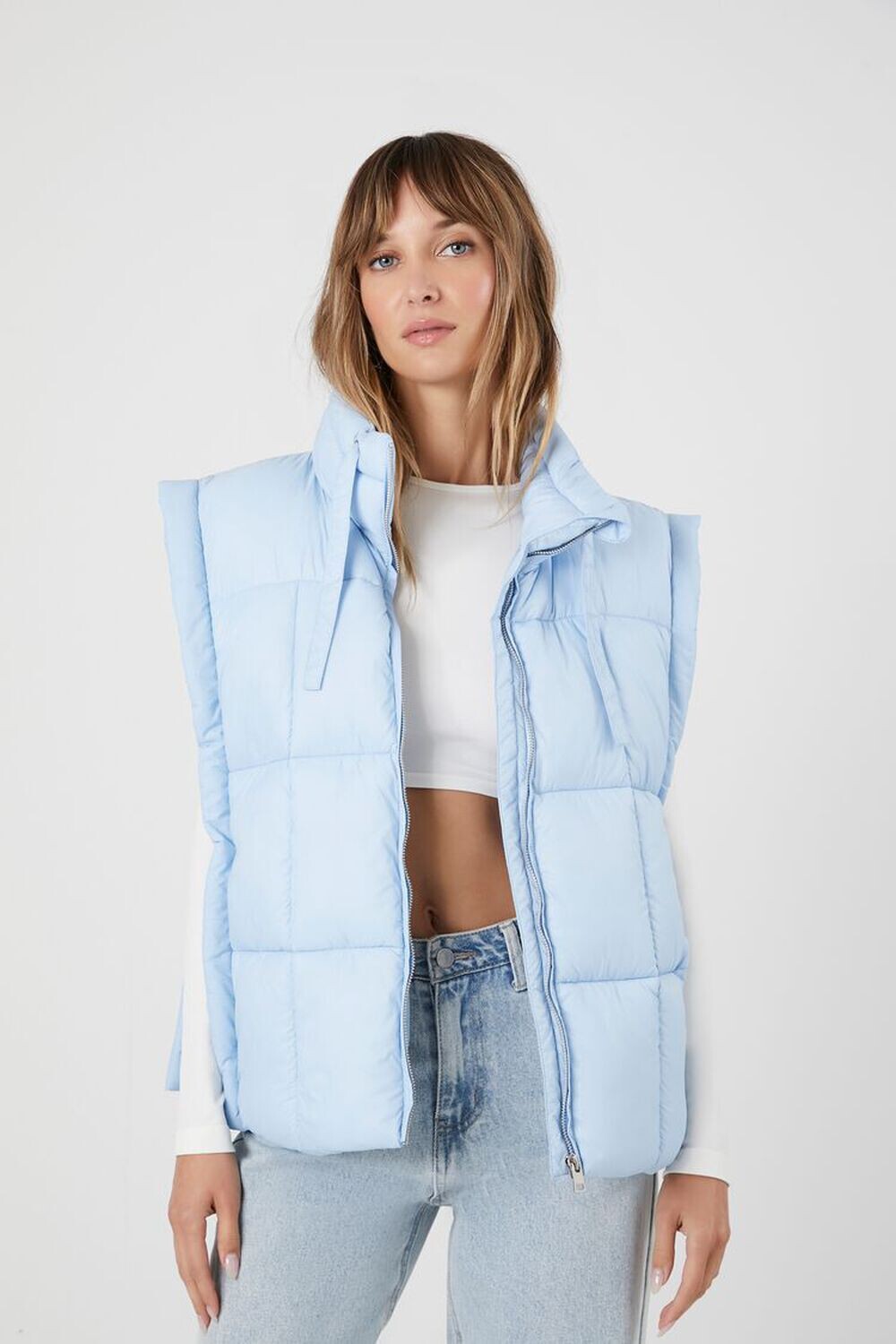 

Пуховой жилет на молнии Forever 21, синий