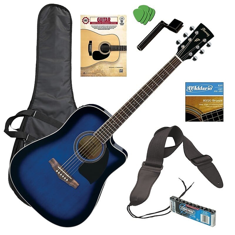 

Акустическая гитара Ibanez PF15ECE Acoustic-Electric - Blue Sunburst GUITAR ESSENTIALS BUNDLE