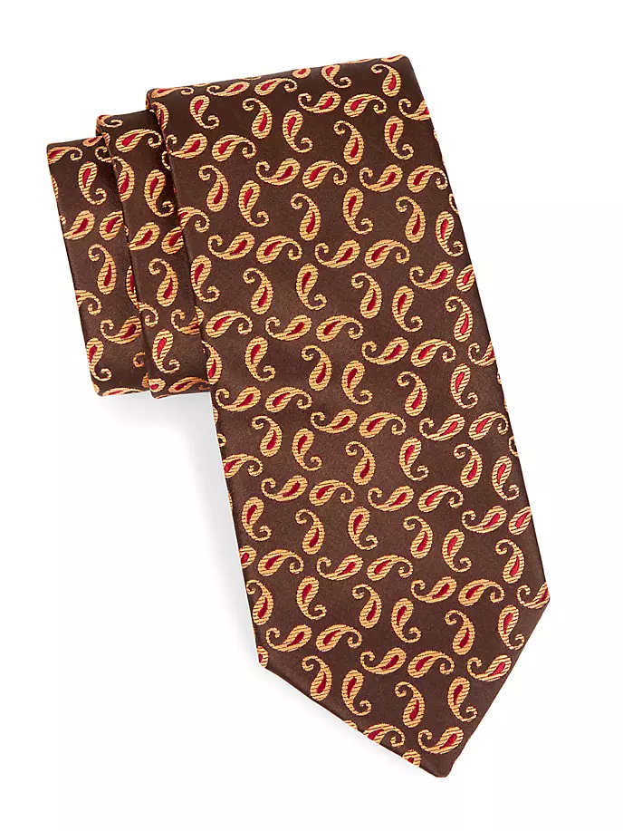 

Шелковый галстук с пейсли Charvet, цвет brown gold