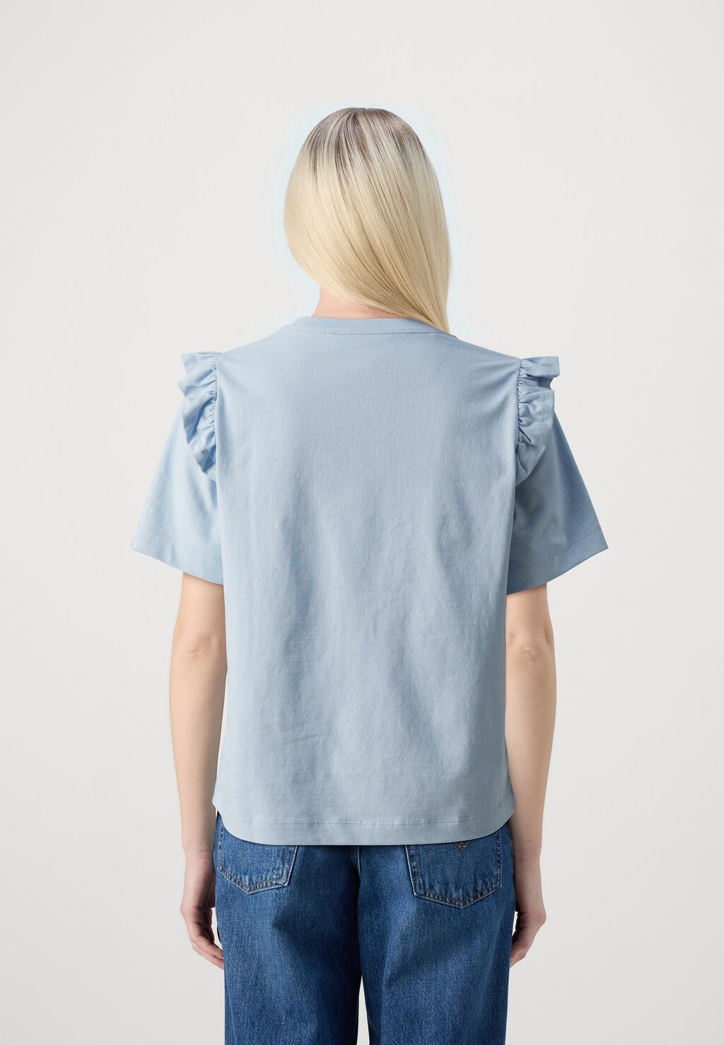 

Принт на футболке SLFCILLEE RUFFLE TEE Selected, светло-голубой