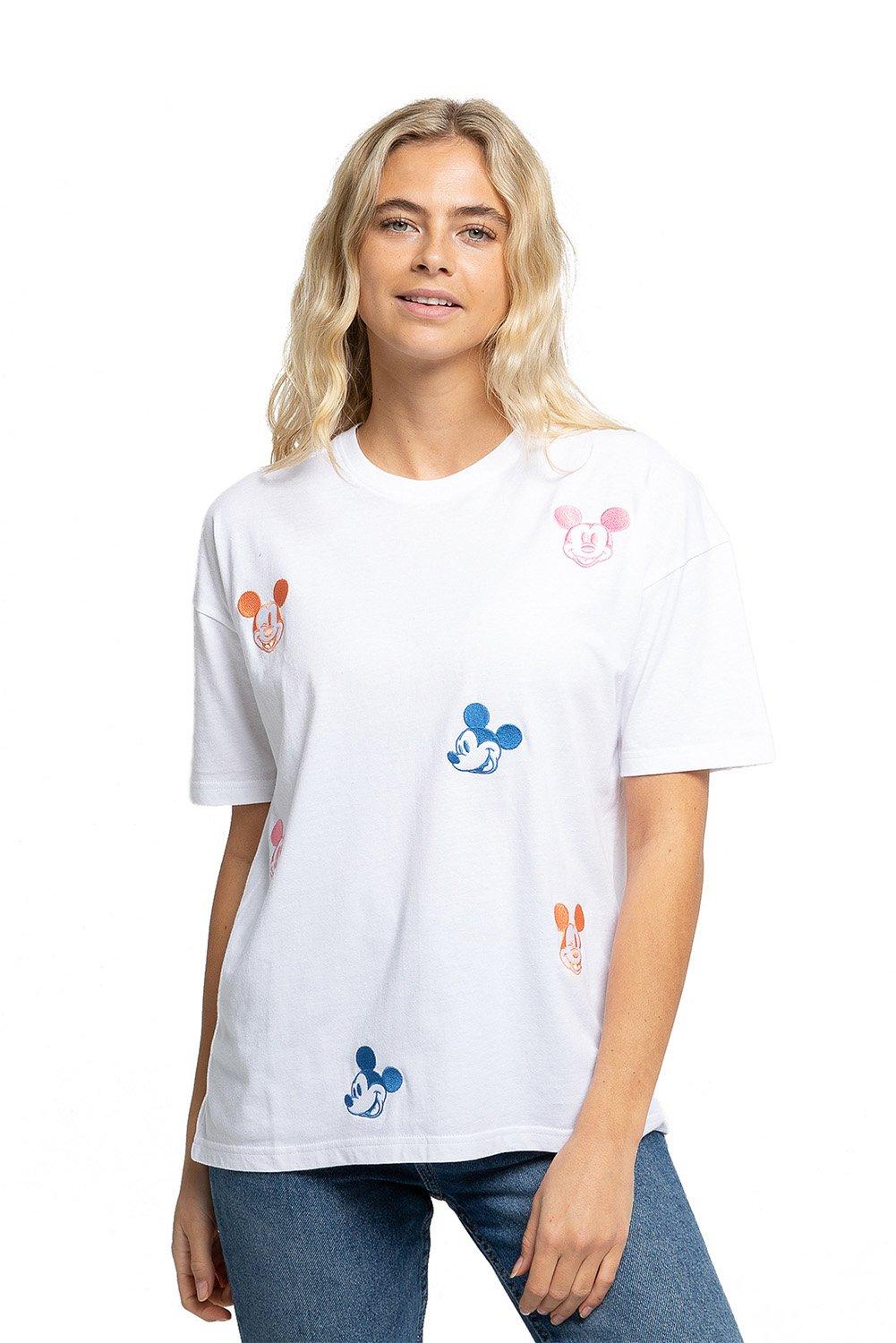 Женская футболка большого размера с надписью Mickey Mouse Heads Random Emb Disney, белый мужская футболка с принтом астронавта кавайная одежда повседневная корейская футболка большого размера