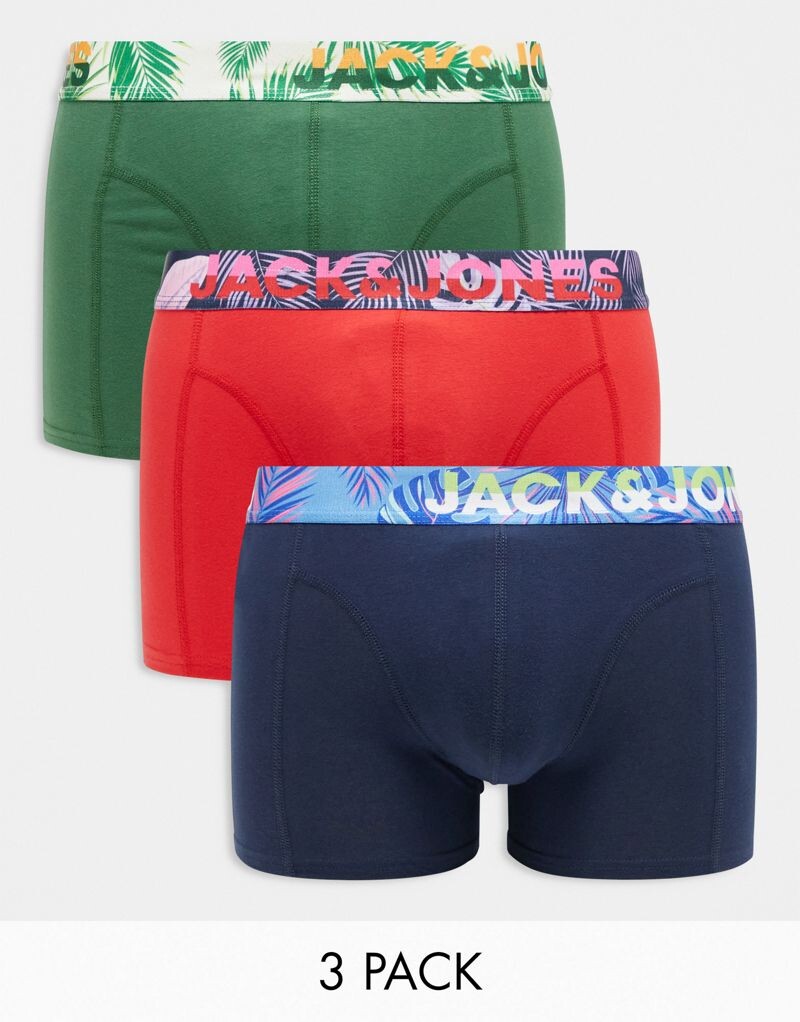

Комплект из трех трусов Jack & Jones со светящимися поясами и цветочными принтами