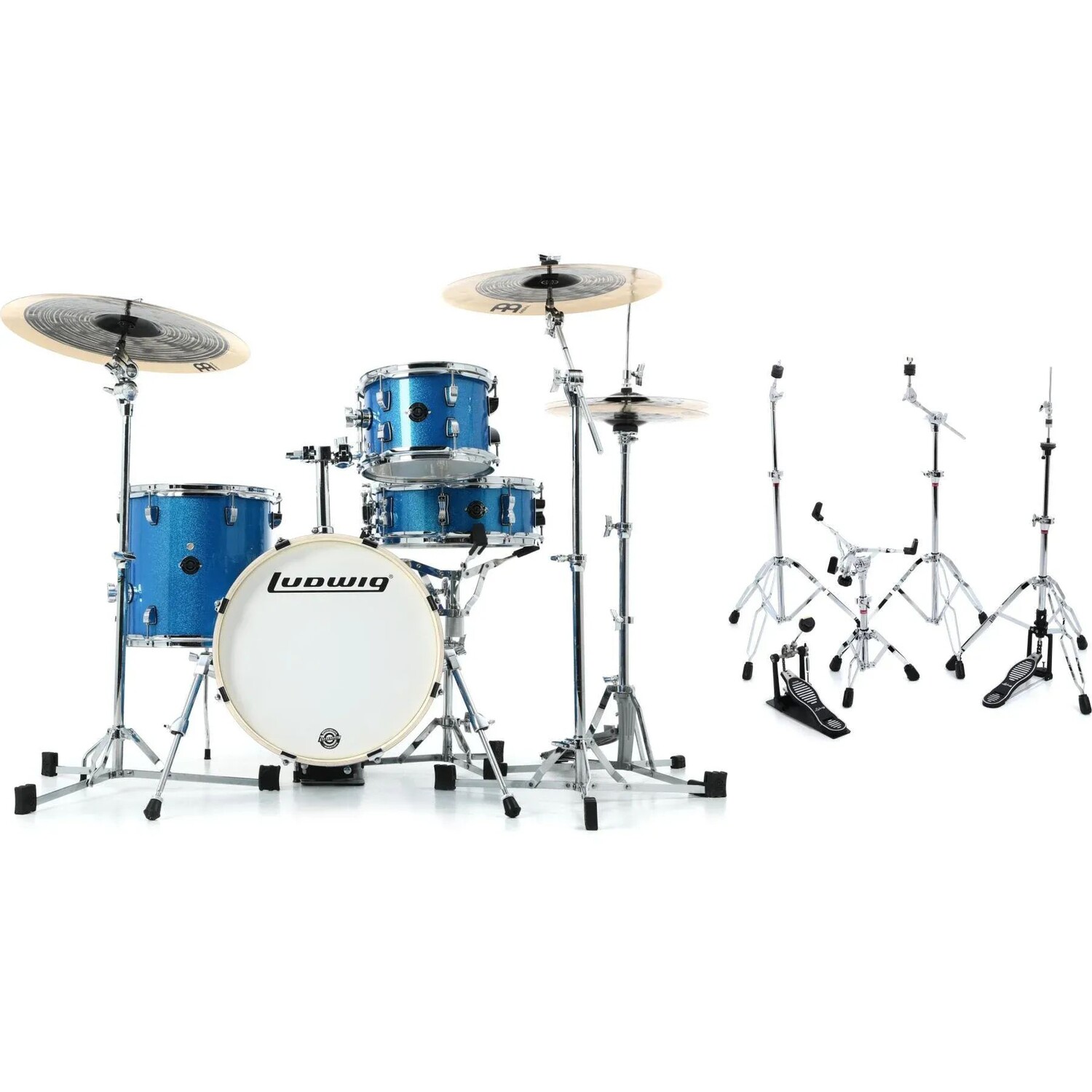

Ludwig Breakbeats 2022 By Questlove Набор из 4 предметов с малым барабаном - Blue Sparkle и комплект из 5 предметов серии 400