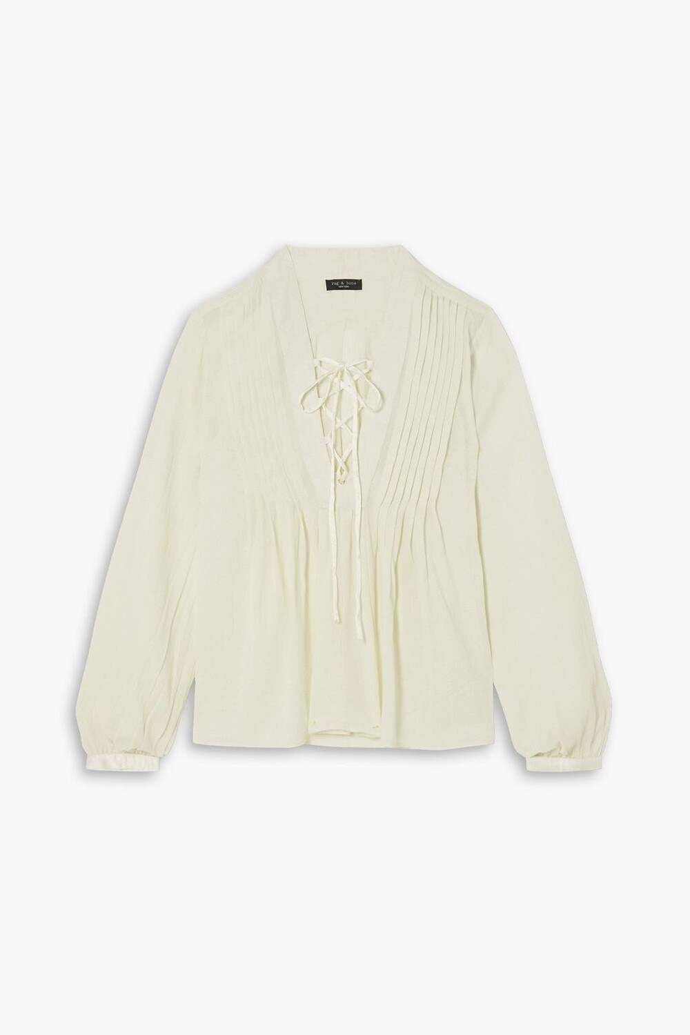 

Газовая блузка Sachi со шнуровкой и защипами RAG & BONE, экру