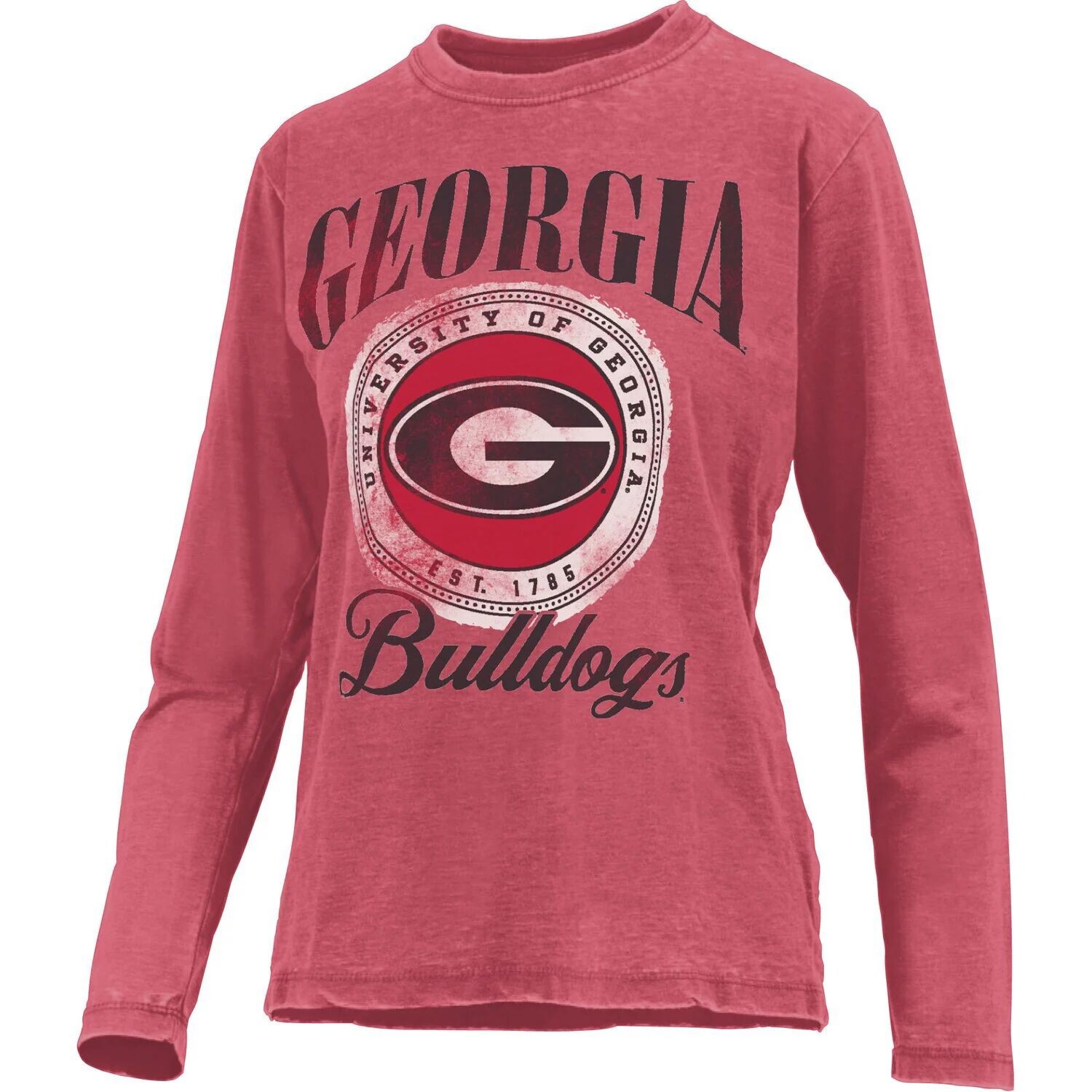 

Женская футболка Pressbox Red Georgia Bulldogs Vintage Oversized с длинным рукавом Falkland