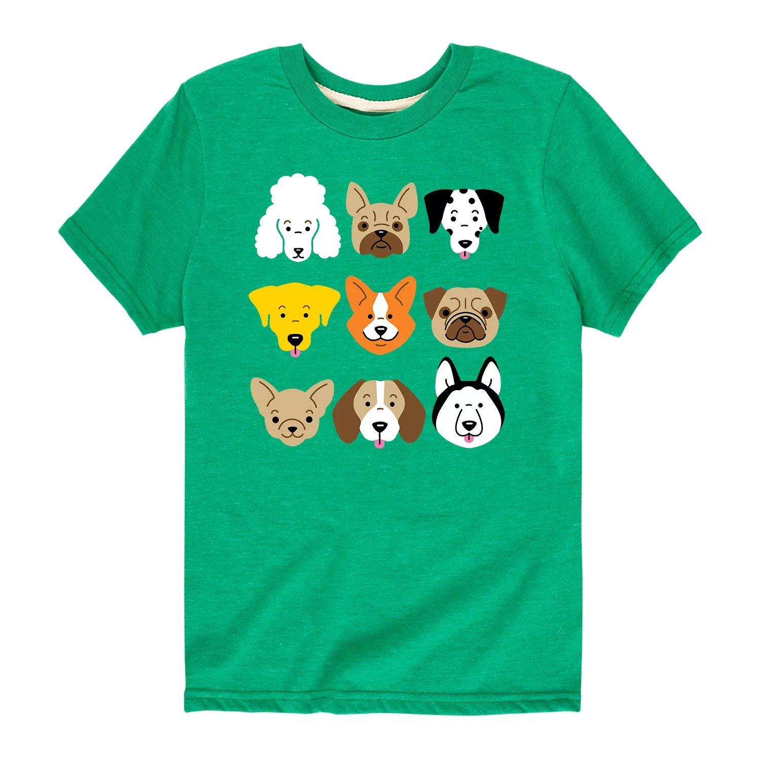 Футболка с рисунком мордочек собак для мальчиков 8–20 лет Licensed Character, зеленый экосумка складная ecobags лисы 20 мордочек светлая