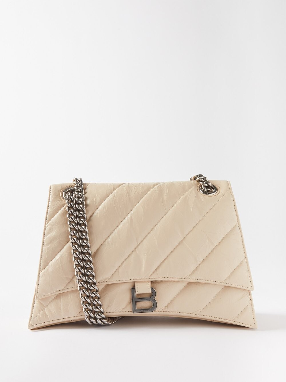 

Стеганая сумка на плечо crush m из мятой кожи Balenciaga, бежевый