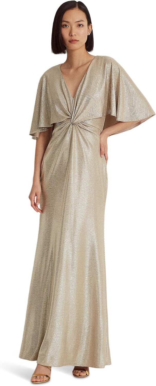 

Платье-кейп из джерси с принтом фольги LAUREN Ralph Lauren, цвет Birch Tan/Gold Foil
