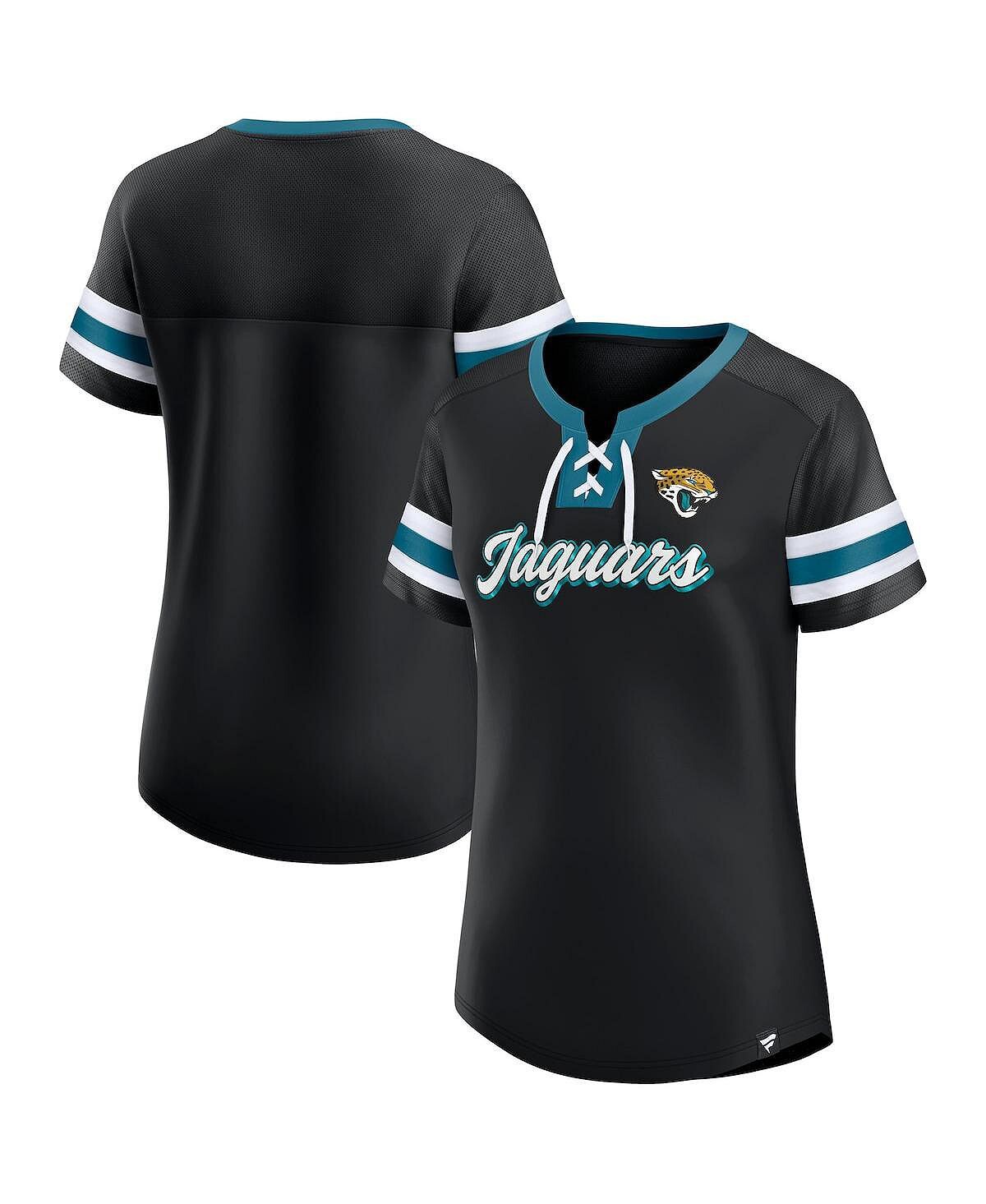 

Женская черная футболка с логотипом Jacksonville Jaguars Original State на шнуровке Fanatics, черный