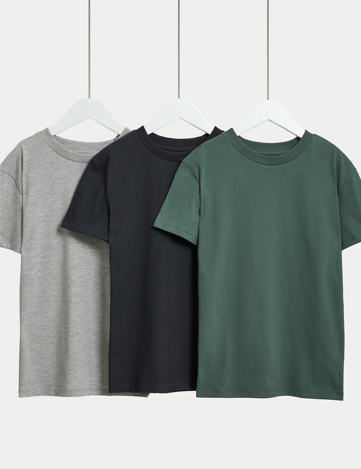

3 пары однотонных футболок с насыщенным содержанием хлопка (6–16 лет) Marks & Spencer