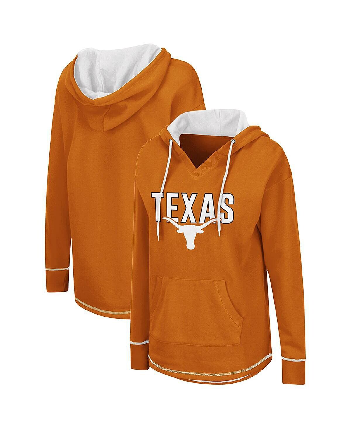 

Женская туника Texas Longhorns Texas Orange, пуловер с капюшоном и v-образным вырезом Colosseum