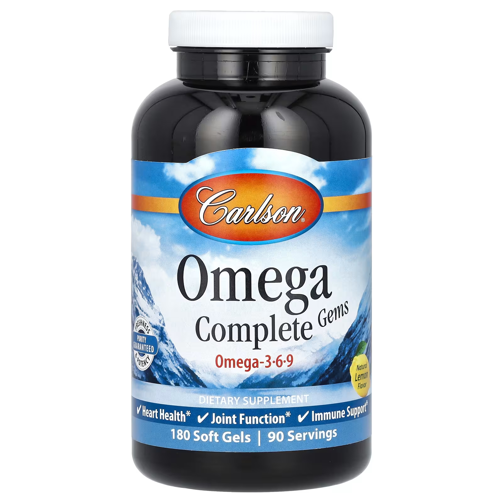 Carlson Omega Complete Gems Omega-3-6-9 Натуральный лимон 180 мягких таблеток carlson labs ecosmart omega 3 натуральный ароматизатор лимон 500 мг 180 мягких таблеток