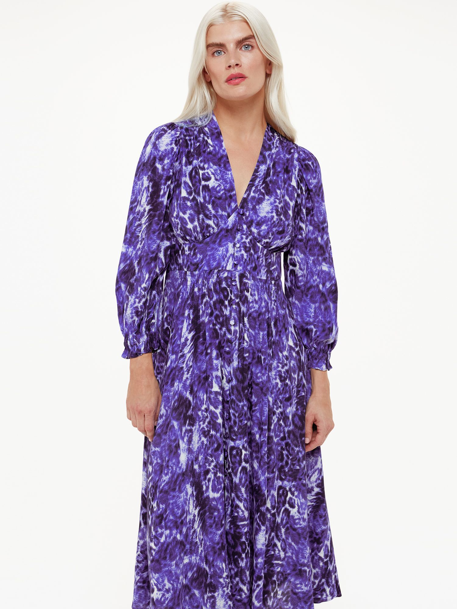 Миниатюрное блестящее платье-миди с леопардовым принтом Whistles, фиолетовый/мульти рубашка реглан с глянцевым леопардовым принтом whistles фиолетовый мульти