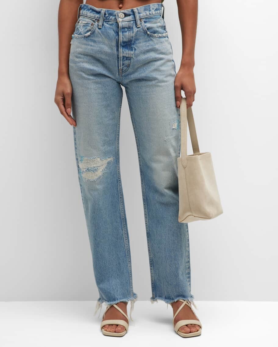 

Широкие прямые джинсы с потертостями Brighton MOUSSY VINTAGE