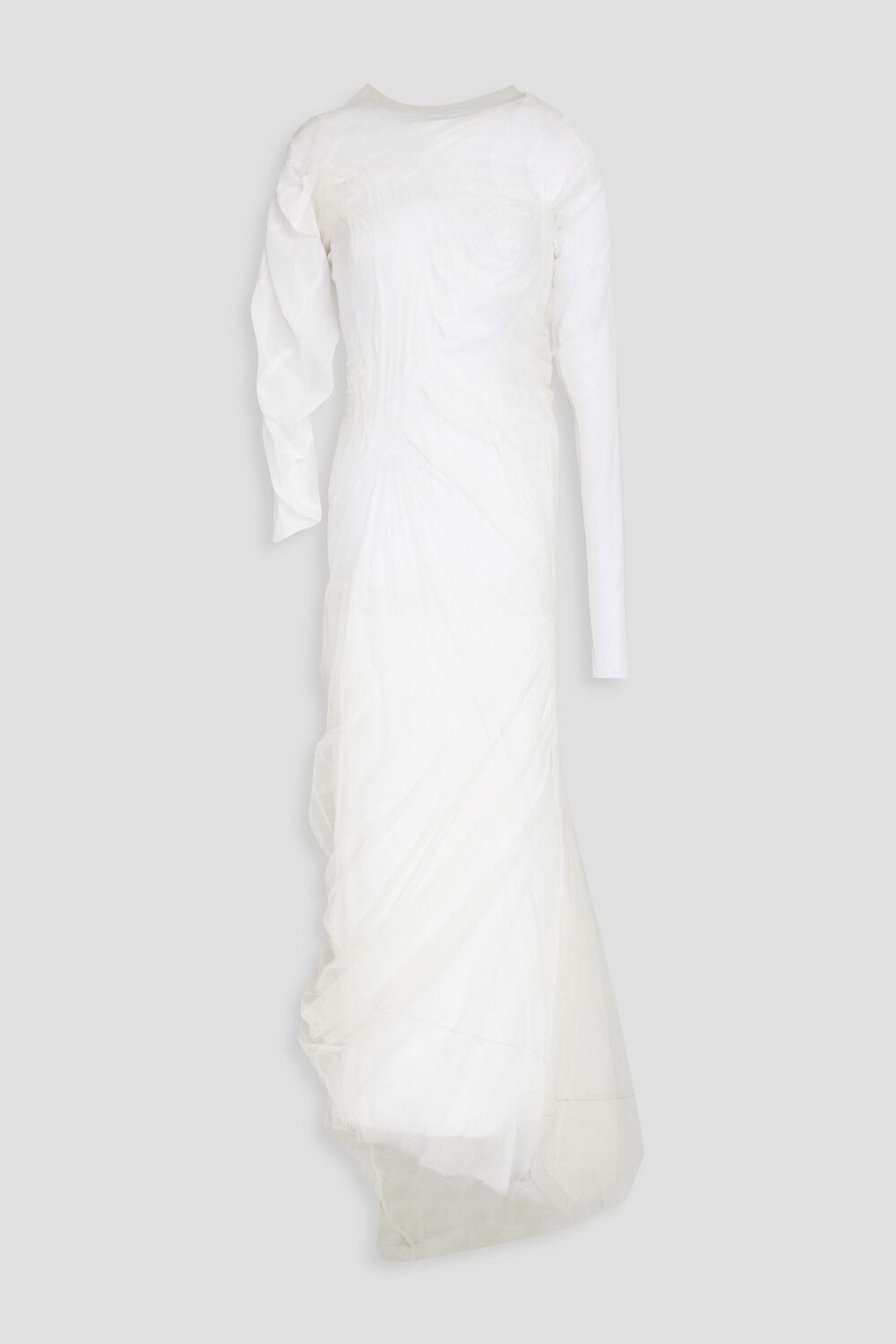 

Асимметричное платье макси из эластичного тюля со сборками MAISON MARGIELA, белый