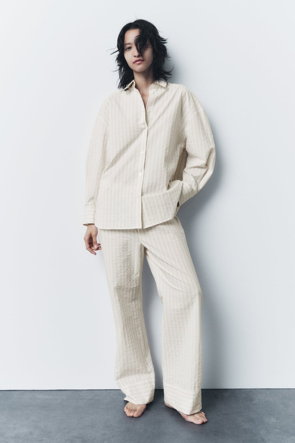 

Полосатая хлопковая рубашка ZARA, рисунок