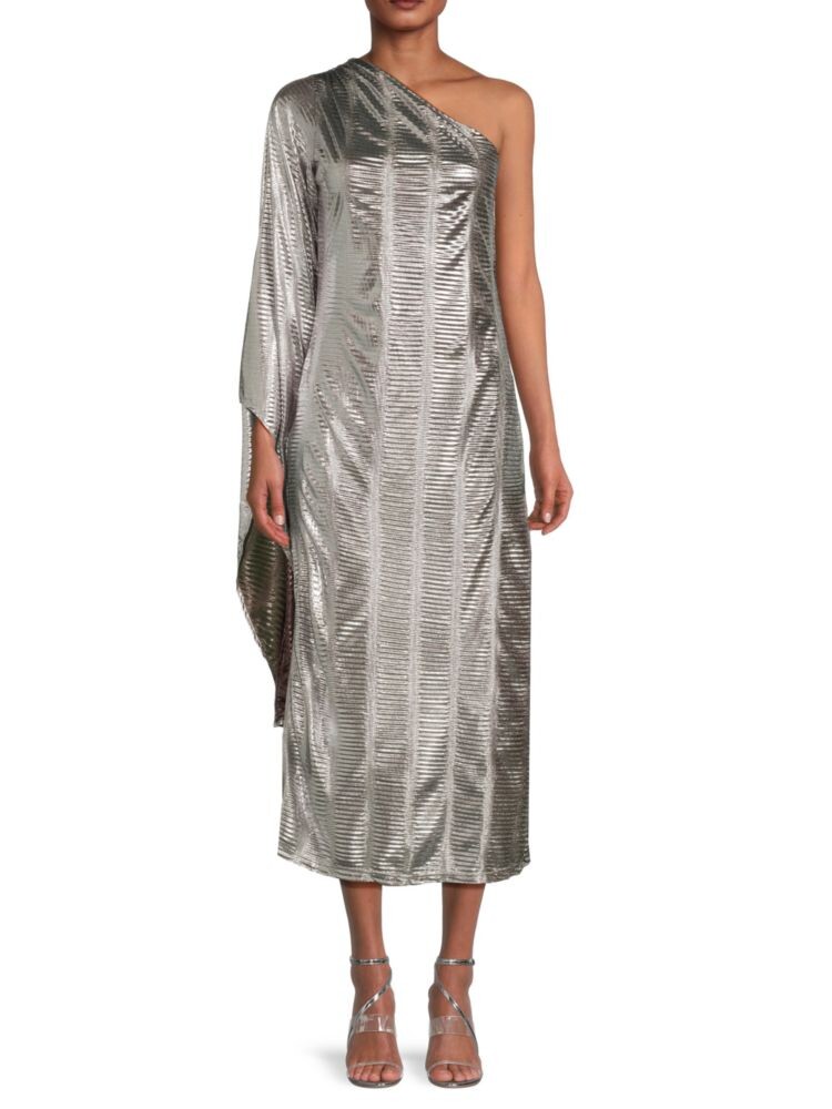 

Платье макси на одно плечо с эффектом металлик Renee C., цвет Silver Brown
