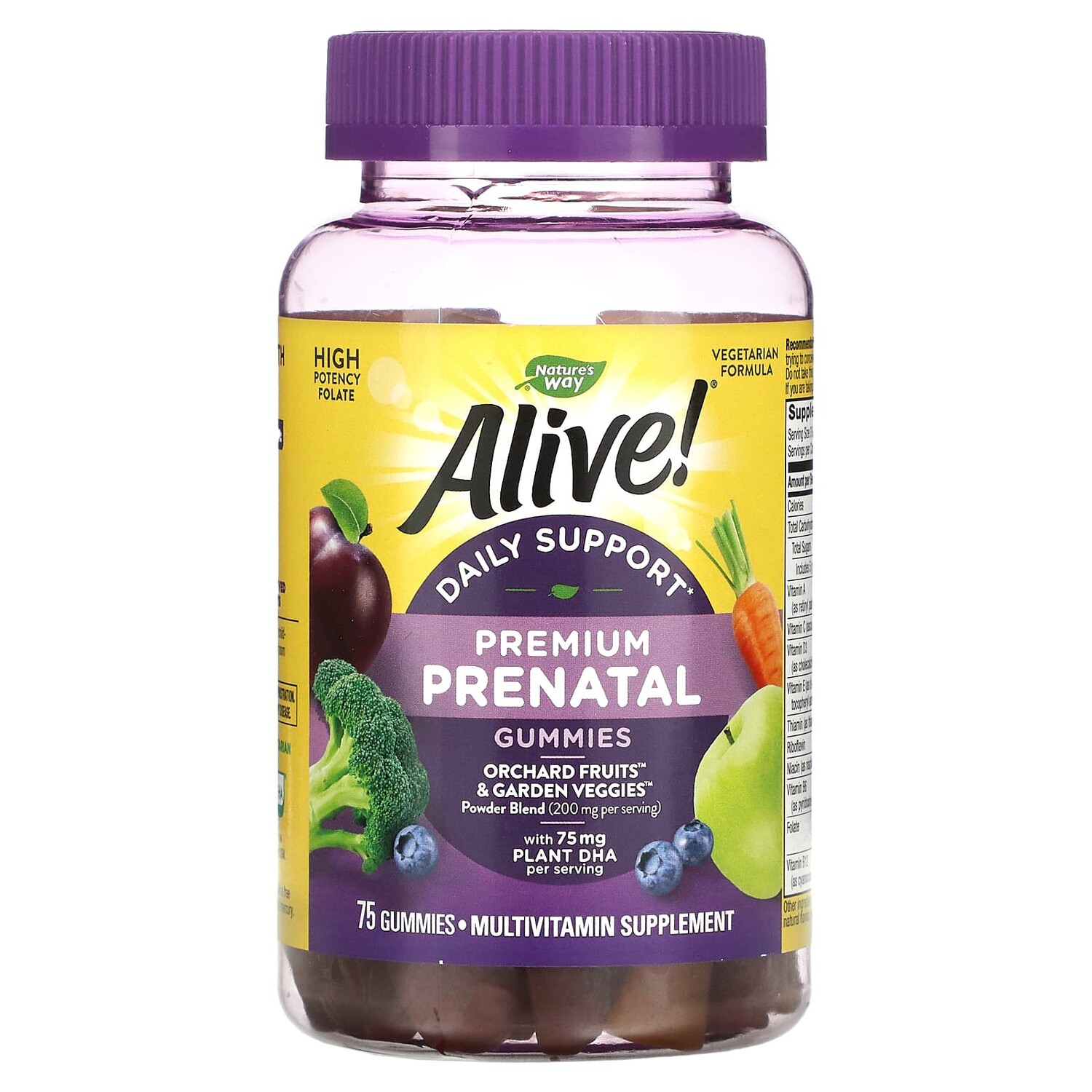

Alive! Daily Support Premium Prenatal, витамины для беременных, клубника и лимон, 75 жевательных таблеток, Nature's Way