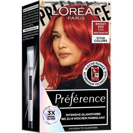 

Paris PreFeRence Vivid Colors 8.624 Ярко-красный интенсивный цвет волос 8 недель, L'Oreal